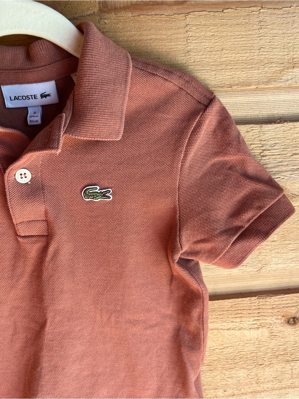 LACOSTE Kids Short-Sleeve Polo Shirt in Rust